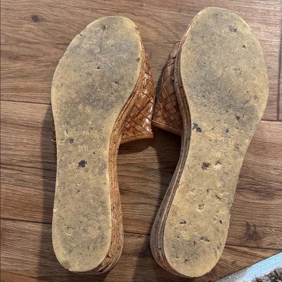 Sesto Meucci Brown Woven Wedge Sandals - Picture 3 of 3